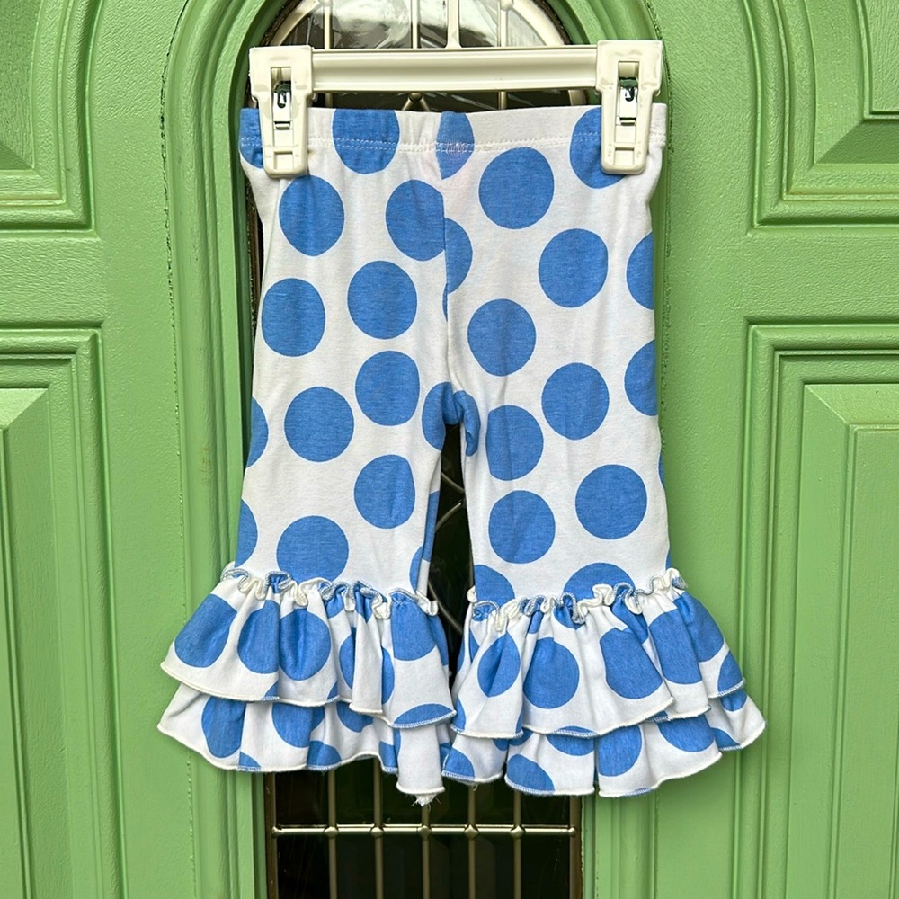 Giggle Moon Size 24 Months Blue Polka Dot Ruffle Kids Pants